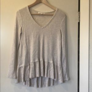 Anthropologie waffle knit peplum sweater